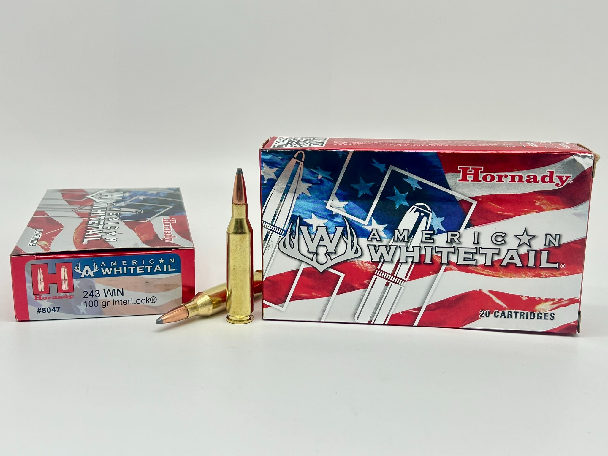 Hornady 243 Win American Whitetail 100gr Interlock Spire Point Boat Tail - 20 Rounds - Image 1