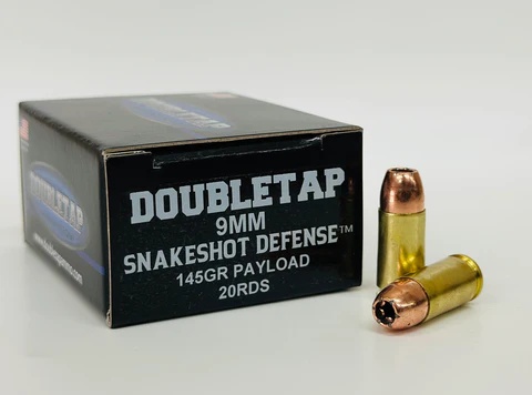 DOUBLETAP 9MM SNAKESHOT DEFENSE 145GR PAYLOAD (95GR JHP+100CT #9 SHOT) BRASS CASED 20RD BOX  - Image 1