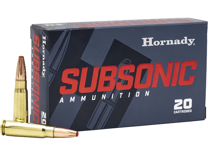 7.62x39mm - HORNADY SUB-X 255GR SUBSONIC BRASS CASED - 20 ROUND BOX  - Image 1