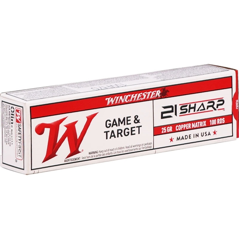 .21 Sharps - WINCHESTER  25GR COPPER MATRIX LF FLAT POINT - 100 ROUND BOX