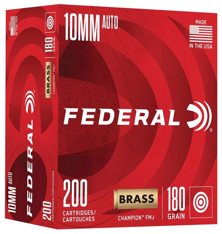FEDERAL CHAMPION 10MM AUTO 180GR PLATED FMJ BRASS CASED 200RD BOX  - Image 1