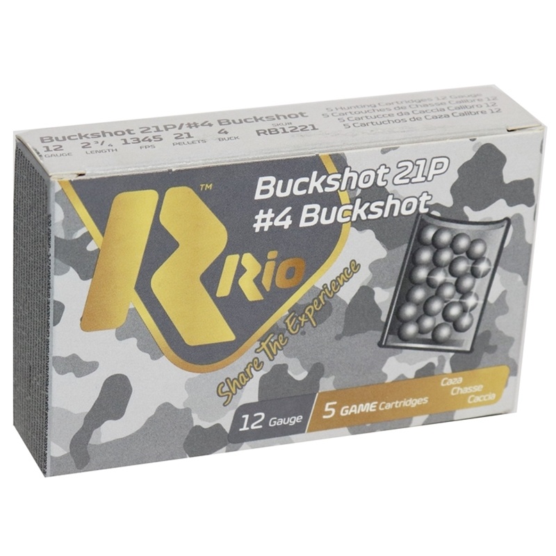 12 gauge - RIO 2 3/4IN 21PLT #4 BUCKSHOT - 5 ROUND BOX