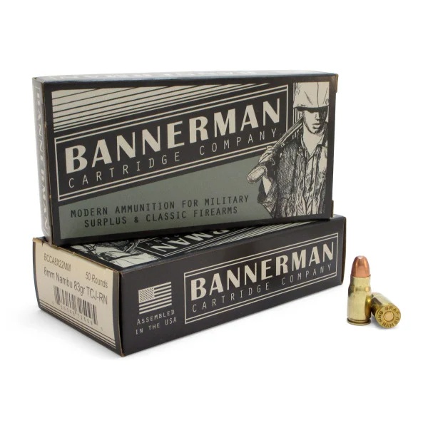 8x22mm Nambu - BANNERMAN 8X22 NAMBU 83GR TCJ-RN BRASS CASED - 50 ROUND BOX - Image 1