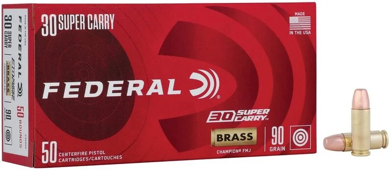 FEDERAL CHAMPION 30 SUPERCARRY 90GR PLATED FMJ BRASS CASED 50RD BOX  - Image 1