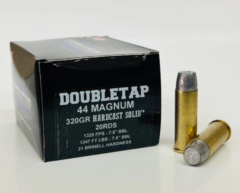 DOUBLETAP 44 MAGNUM 320GR HARDCAST SOLID BRASS CASED 20RD BOX  - Image 1