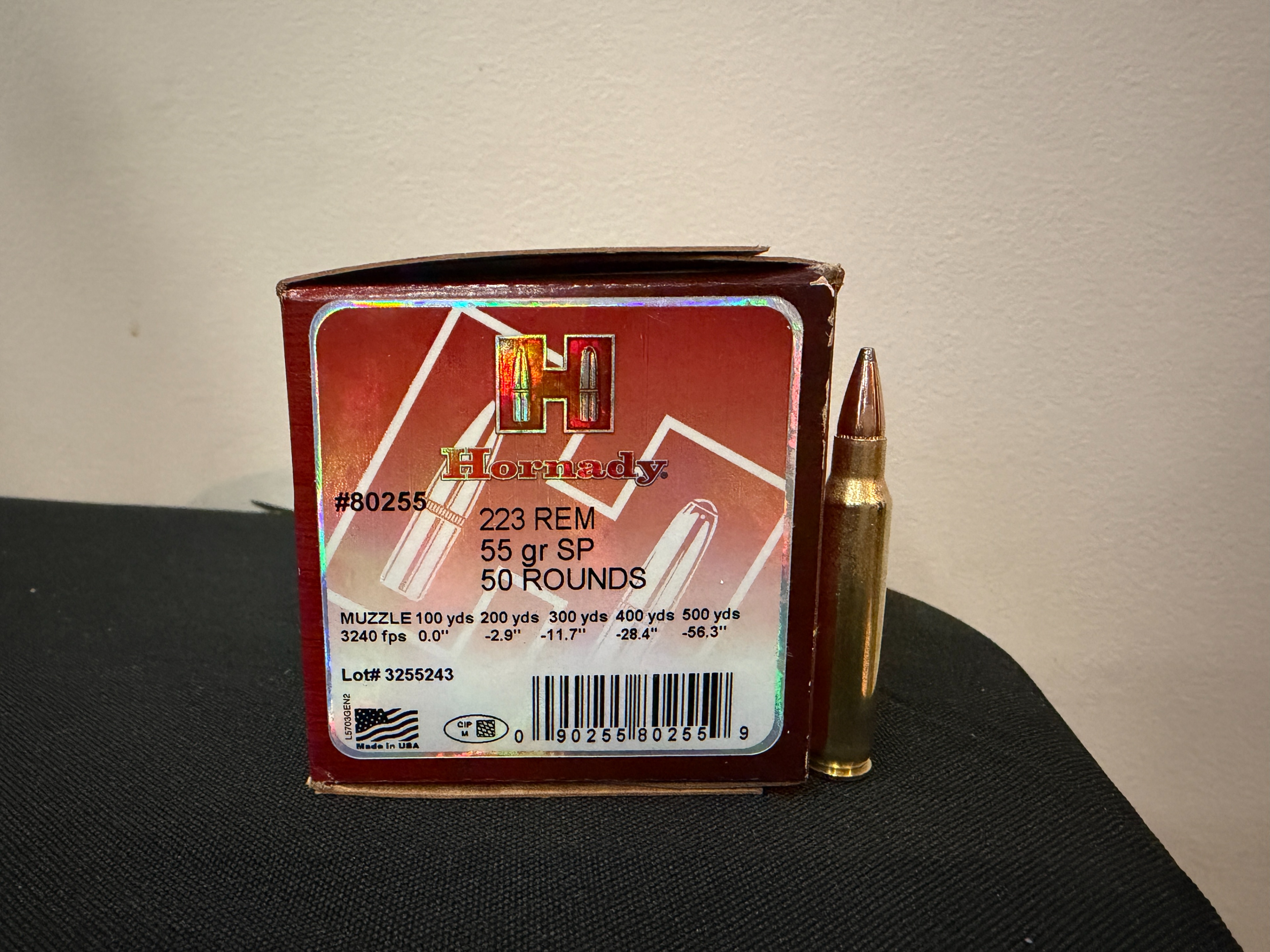 223 Remington - HORNADY CUSTOM 55GR SOFT POINT BRASS CASED - 50 ROUND BOX