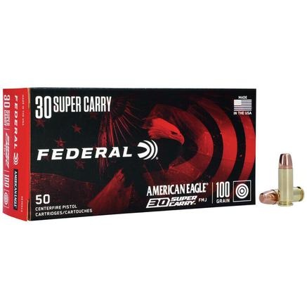 .30 Super Carry - FEDERAL AMERICAN EAGLE 100GR FMJ BRASS CASED - 50 ROUND BOX