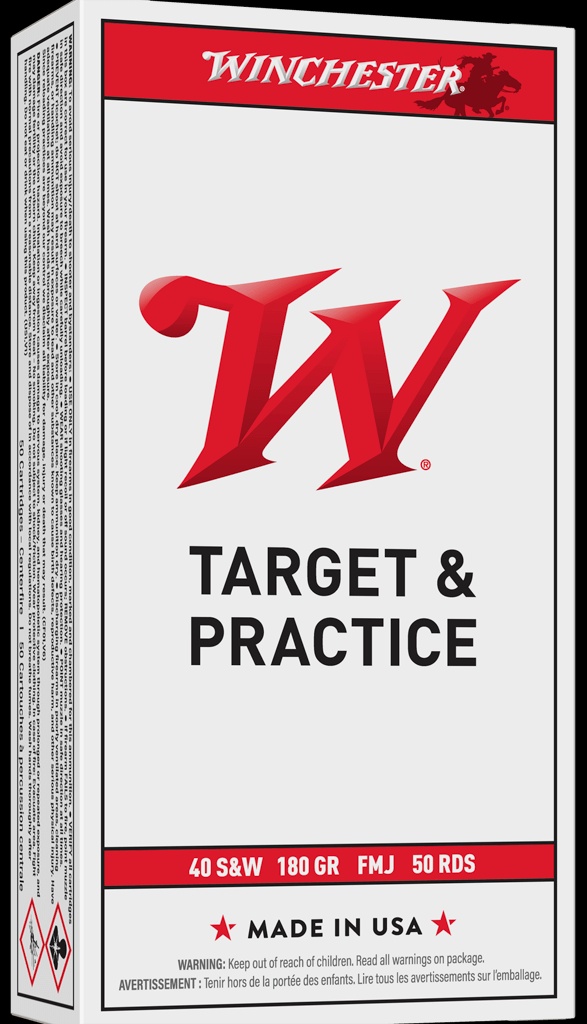 .40 S&W - Winchester Ammo Q4238 USA 180 gr Full Metal Jacket (FMJ) - 50 ROUND BOX
