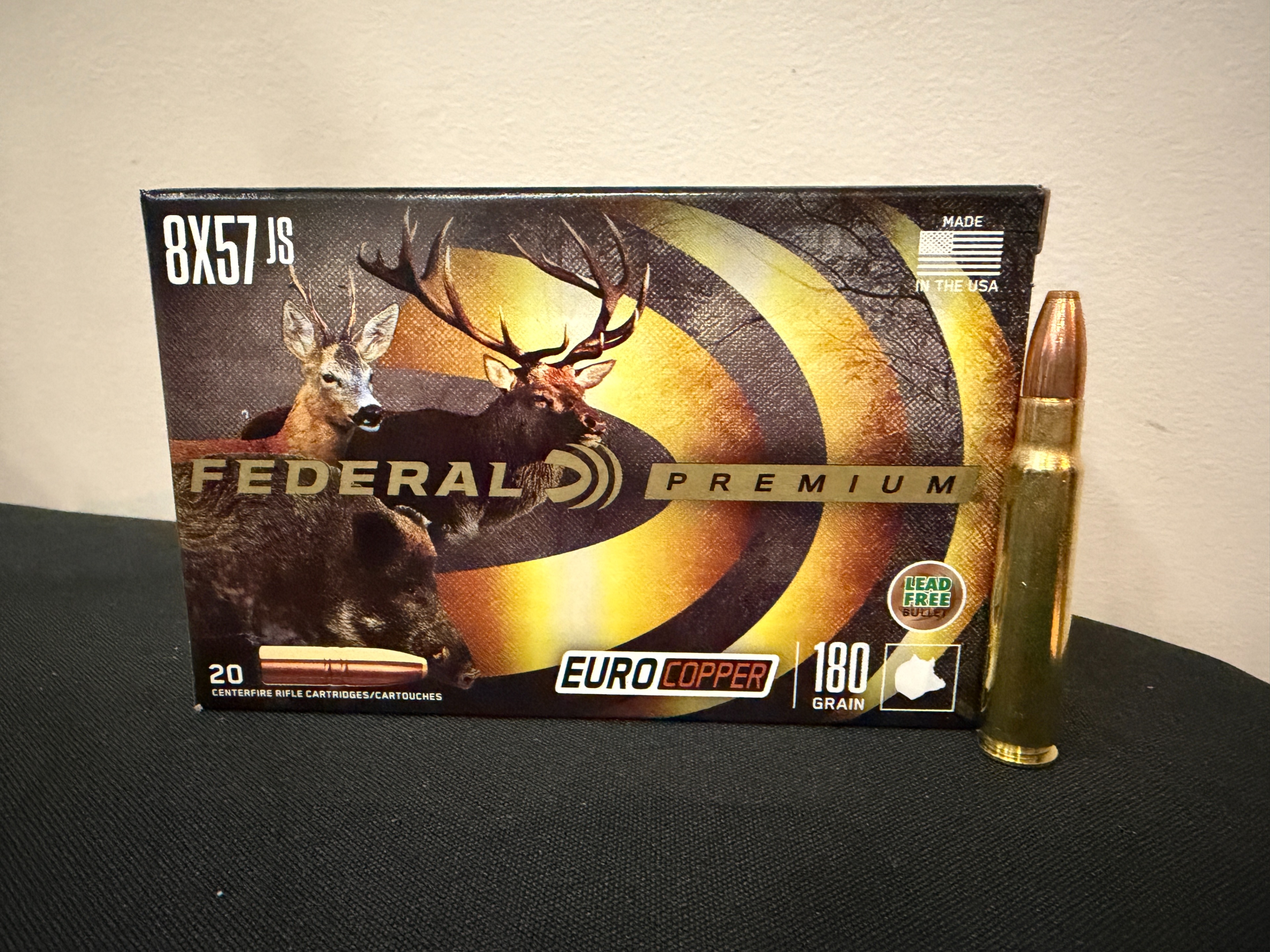 FEDERAL PREMIUM EUROCOPPER 8X57JS 180GR  BRASS CASED 20RD BOX - Image 1