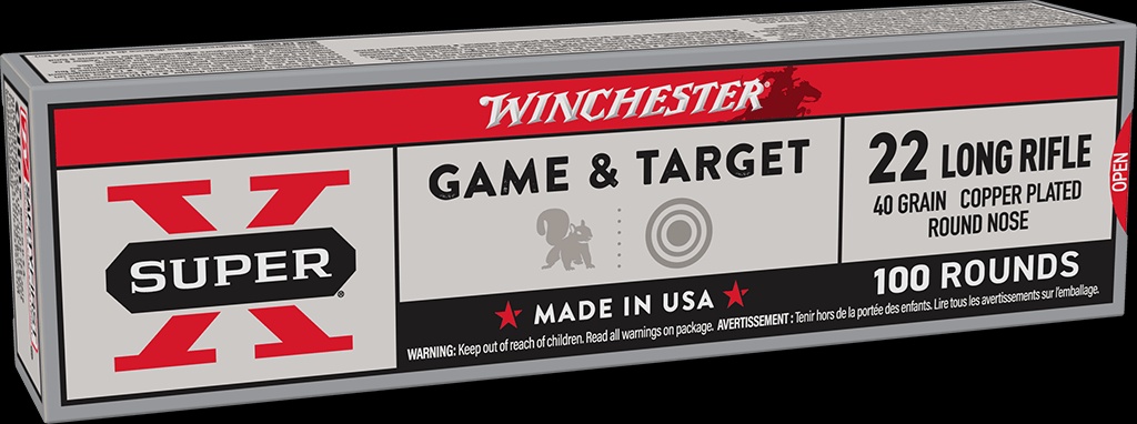 22LR - WINCHESTER SUPER-X 40GR COPPER PLATED ROUND NOSE - 100 ROUND BOX