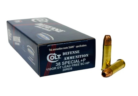 COLT DEFENSE 38 SPECIAL+P 110GR DT LEAD FREE SC-HP BRASS CASED 20RD BOX - Image 1