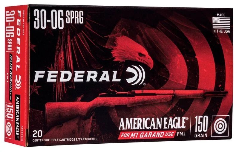 FEDERAL 30-06 SPRINGFIELD M1 GARAND 150GR FMJ BRASS CASED 20RD BOX  - Image 1