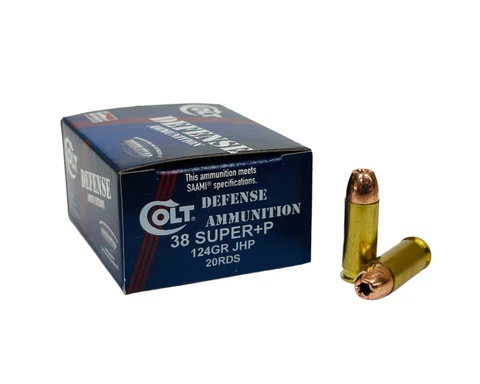 .38 Super +P - COLT DEFENSE 124GR JHP BRASS CASED - 20 ROUND BOX