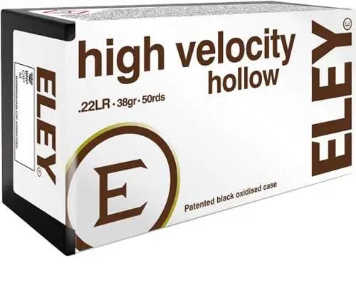 ELEY HIGH VELOCITY HOLLOW POINT 22LR 38GR 50RD BOX 