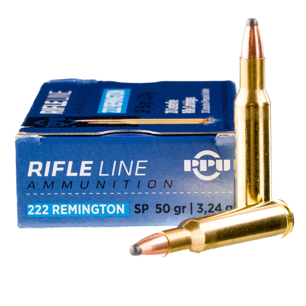 .222 Rem - PPU 50GR SOFT POINT BRASS CASED - 20 ROUND BOX 