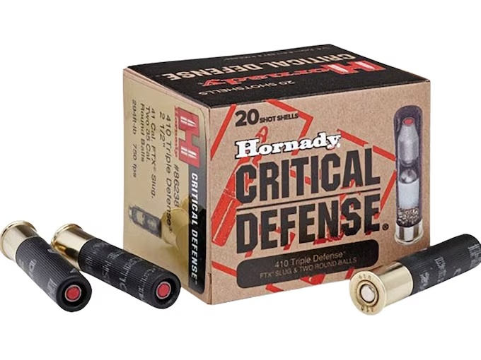 .410 Bore - HORNADY CRITICAL DEFENCE 2.5IN LEAD 2 ROUND AND 1 FTX SLUG - 20 ROUND BOX