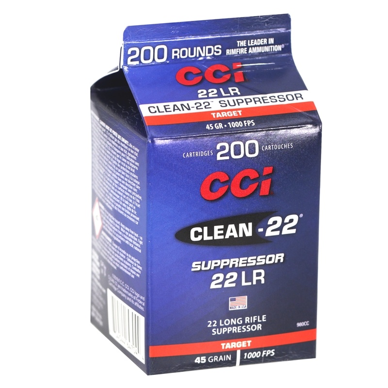 CCI 980CC Suppressor 22 LR 45 gr Lead Round Nose (LRN) 200RD BOX