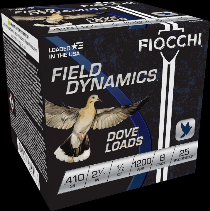 .410 Bore - FIOCCHI DOVE&QUAIL AMO 2.5 IN 1/2 OZ #8 1200FPS - 25 ROUND BOX