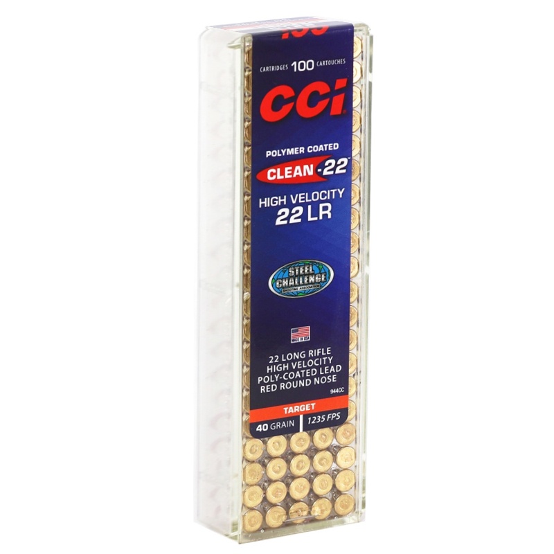 CCI 944CC Clean-22 High Velocity 22 LR 40 gr Lead Round Nose Poly-Coated 100rd box