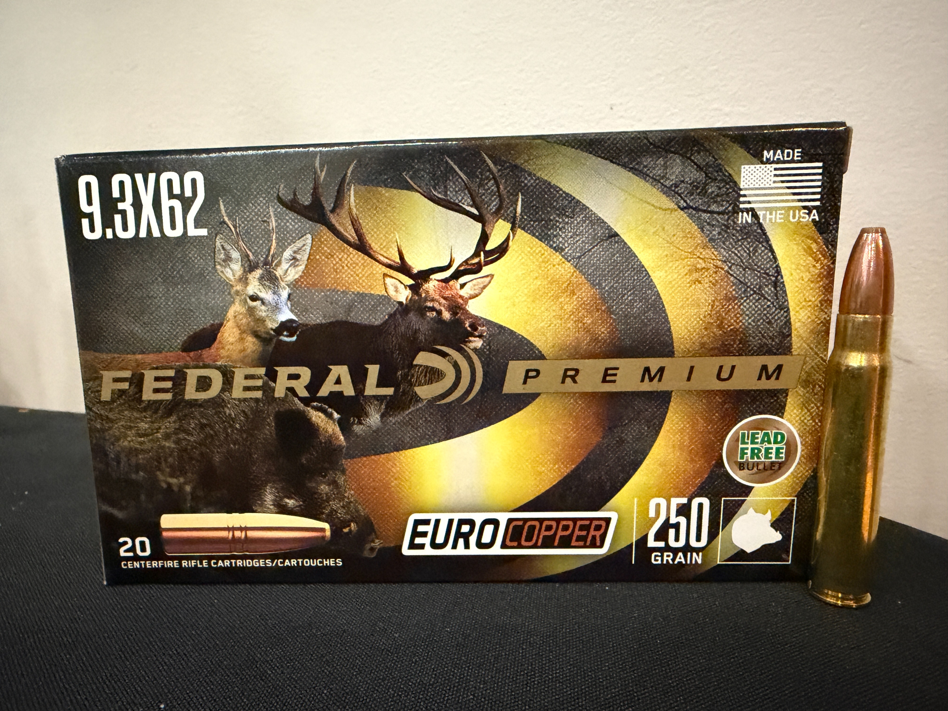 9.3x62mm - FEDERAL PREMIUM EUROCOPPER 250GR BRASS CASED - 20 ROUND BOX - Image 1