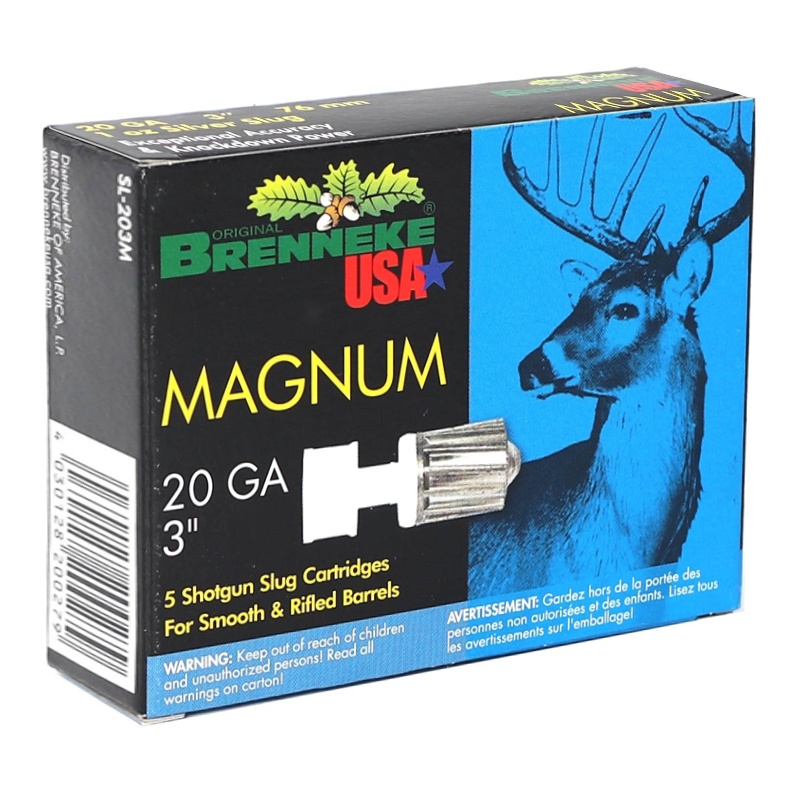 BRENNEKE MAGNUM 20GA 3IN 1OZ SLUG 5RD BOX