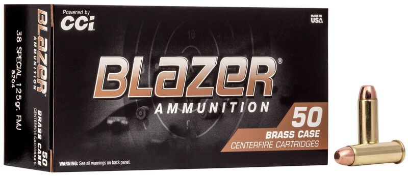38 Special - CCI BLAZER BRASS 125GR PLATED FMJ BRASS CASED - 50 ROUND BOX 