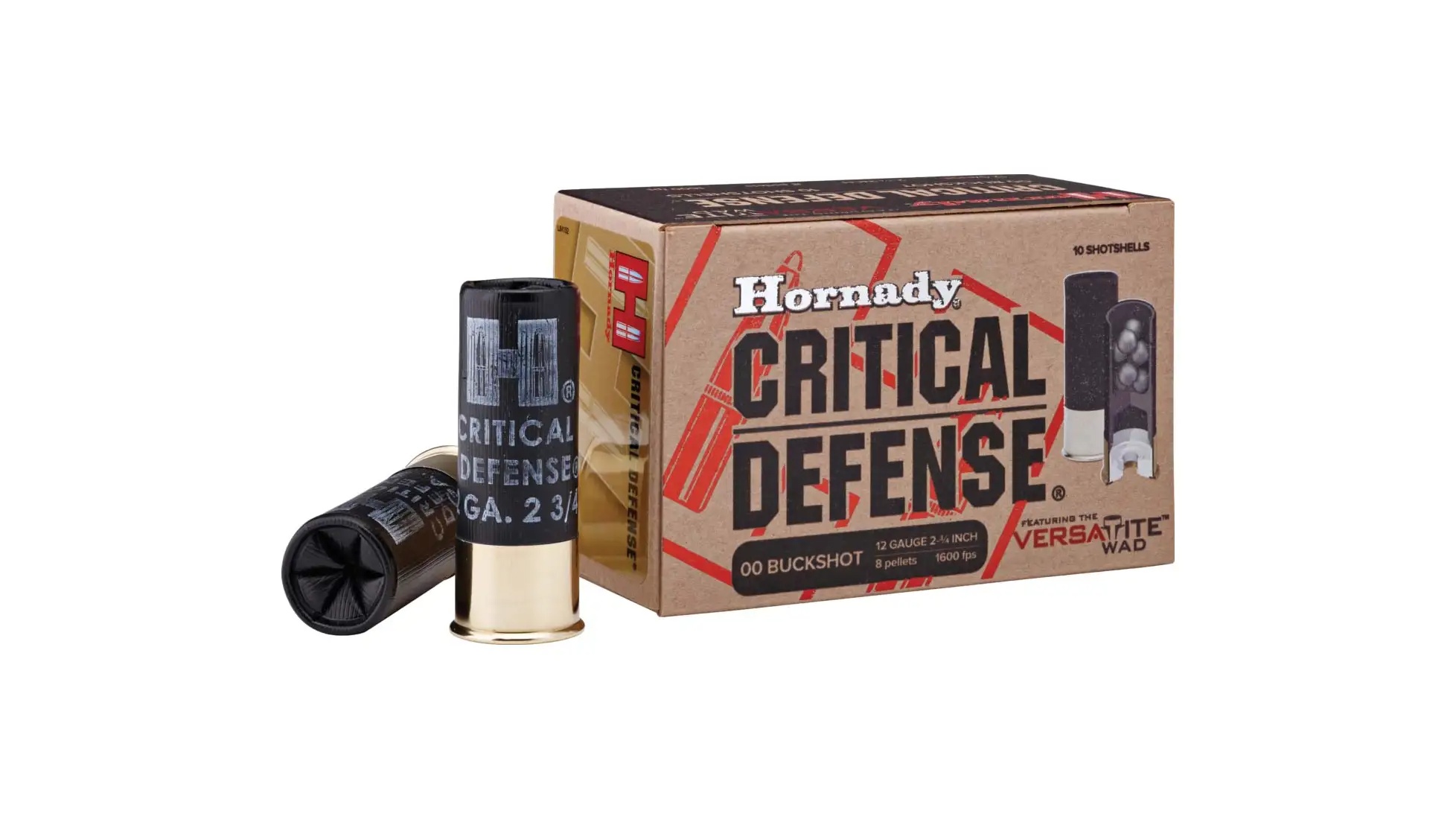 12 Gauge - HORNADY CRITICAL DEFENSE 2.75IN 8 PLT 00 BUCKSHOT - 10 ROUND BOX 