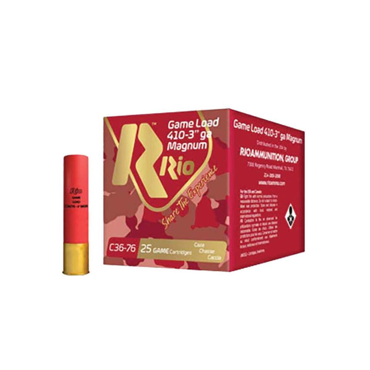 RIO 410 BORE 3 IN 6 SHOT 1150FPS 25RD BOX
