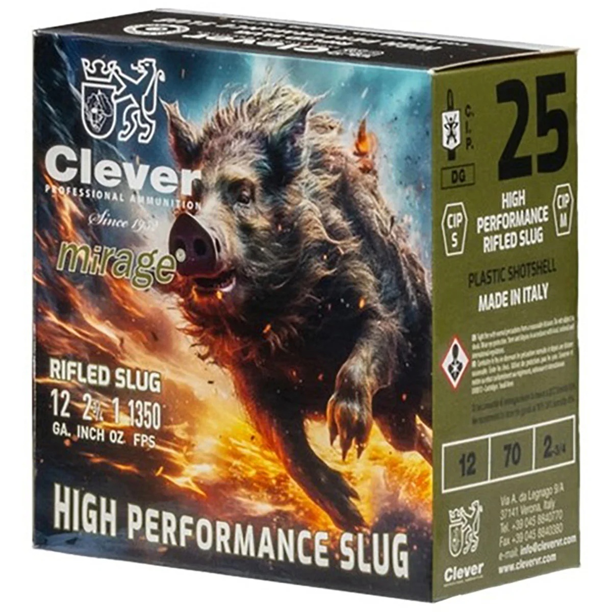 12 Gauge - CLEVER MIRAGE SLUG 2 3/4IN 1OZ 1350FPS  25 ROUND BOX
