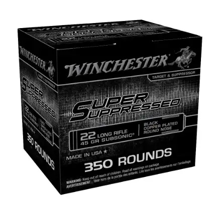 22LR - WINCHESTER SUPER SUPPRESSED 45GR RN - 350 ROUND BOX 