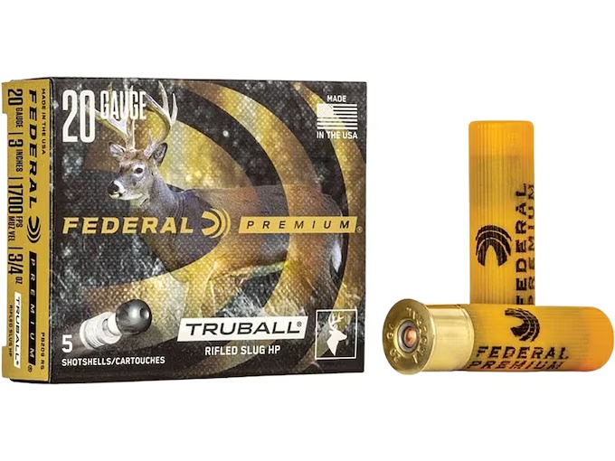 FEDERAL PREMIUM 20GA 3IN 1700FPS 3/4OZ TRUBALL SLUG 5RD BOX - Image 1