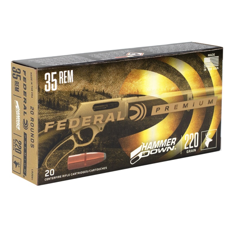 .35 Remington - FEDERAL PREMIUM HAMMERDOWN 220GR BONDED HOLLOW POINT - 20 ROUND BOX