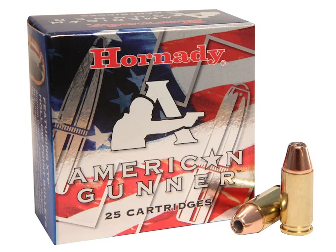 HORNADY AMERICAN GUNNER 9MM LUGER +P 124GR XTP JHP 25RD BOX - Image 1