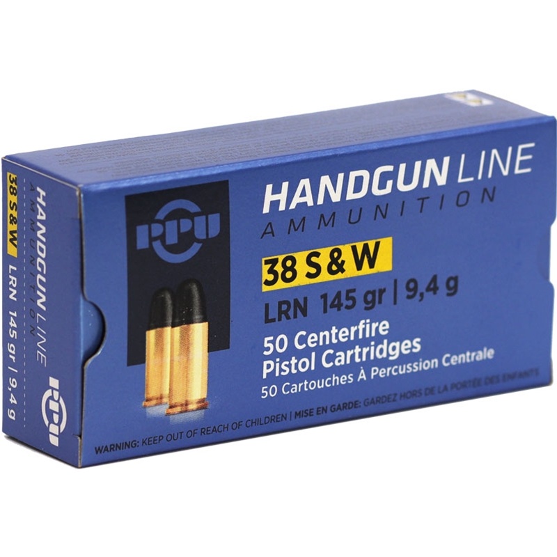 .38 S&W - PPU 145GR LRN BRASS CASED - 50 ROUND BOX