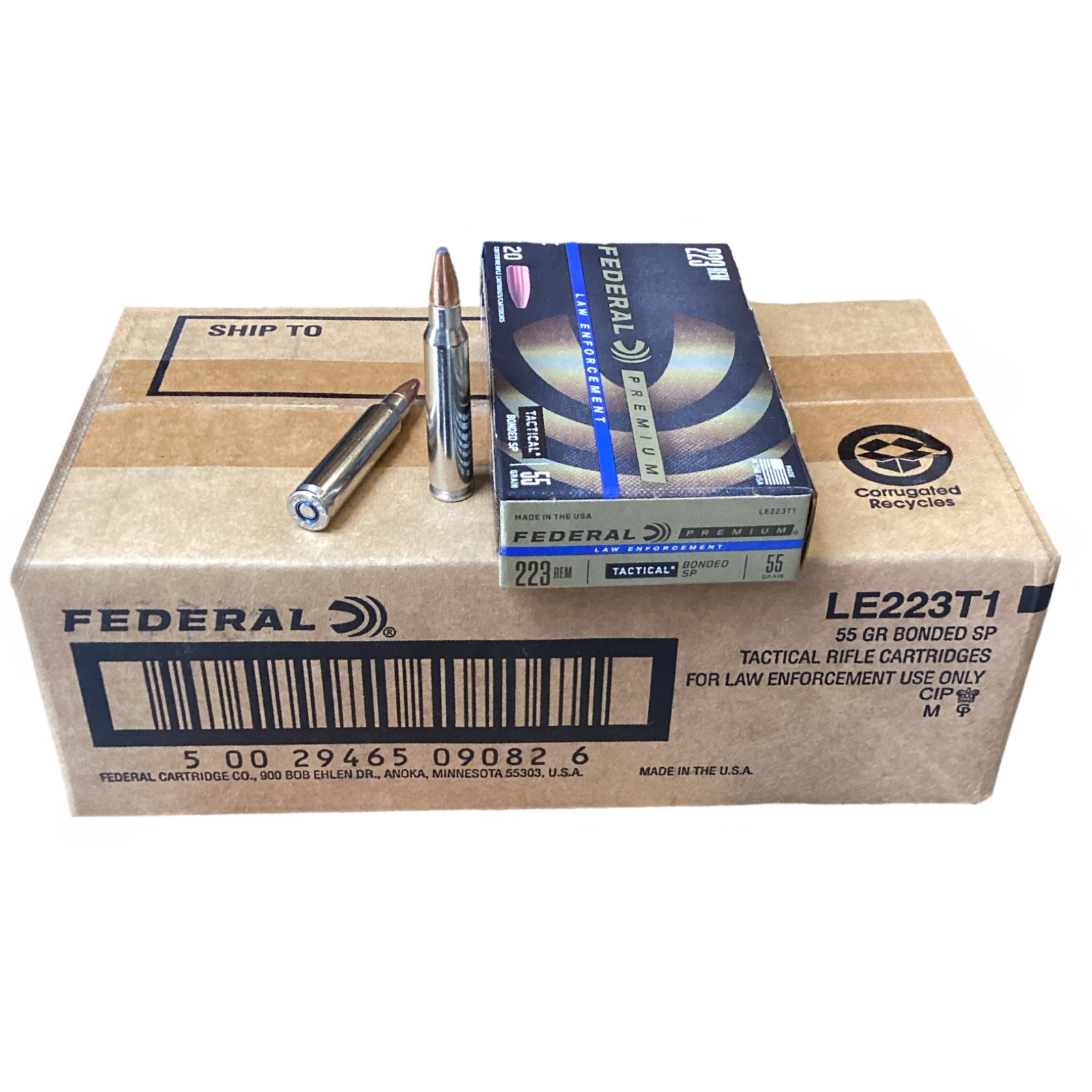 .223 Remington - Federal Premium Tactical Bonded  55 Grain Soft Point "Law Enforcement" (LE223T1) - 200 Round Case thumbnail 2