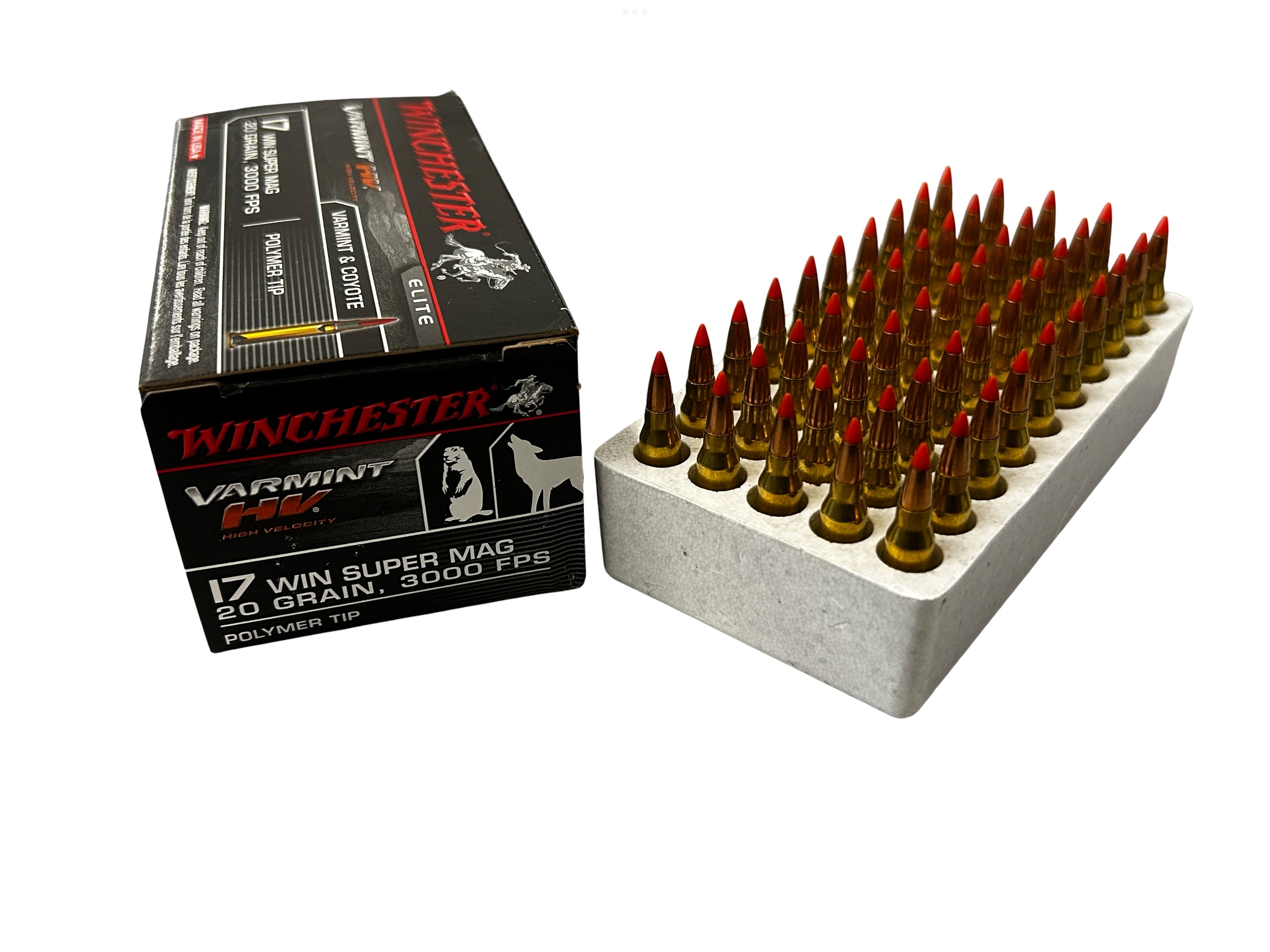 .17 Winchester Super Magnum - Winchester Elite 20 GR. Varmint & Coyote HV Polymer Tip (S17W20) - 50 Round Box