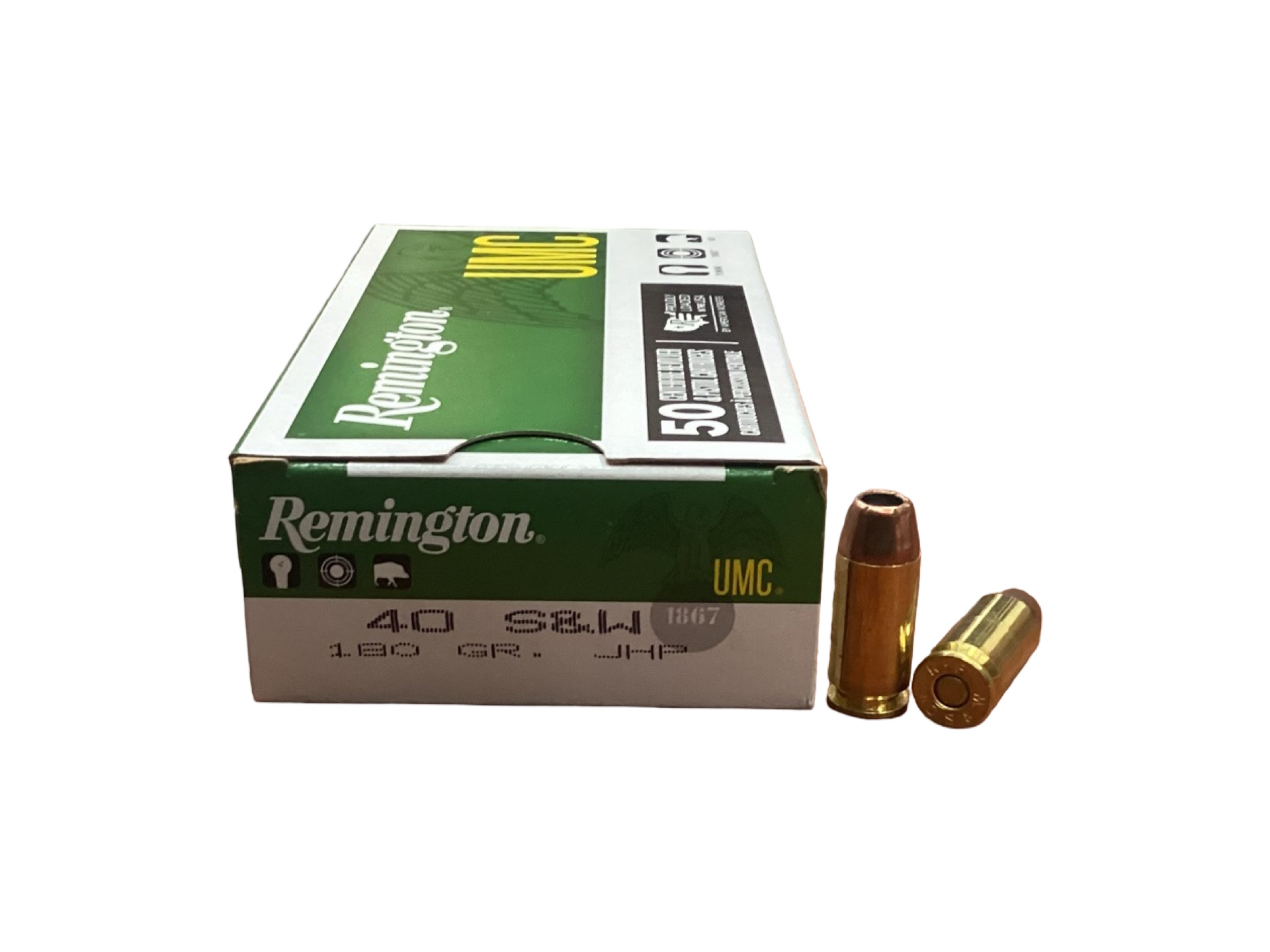 40 S&W - Remington UMC 180 Gr Jacketed Hollow Point (L40SW) 50 Round Box 