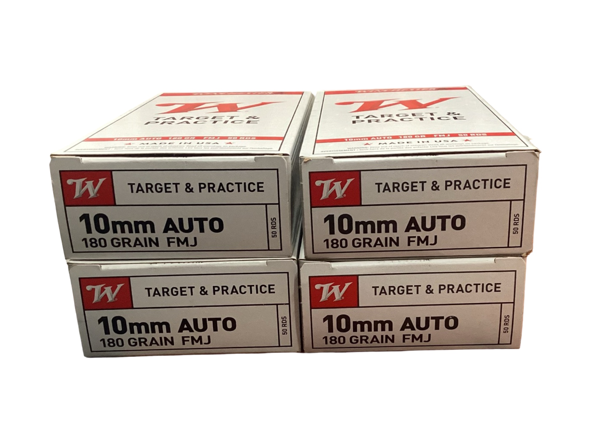 10MM AUTO - Winchester USA 180 GR -FMJ-USA10MM - 200 Rounds 