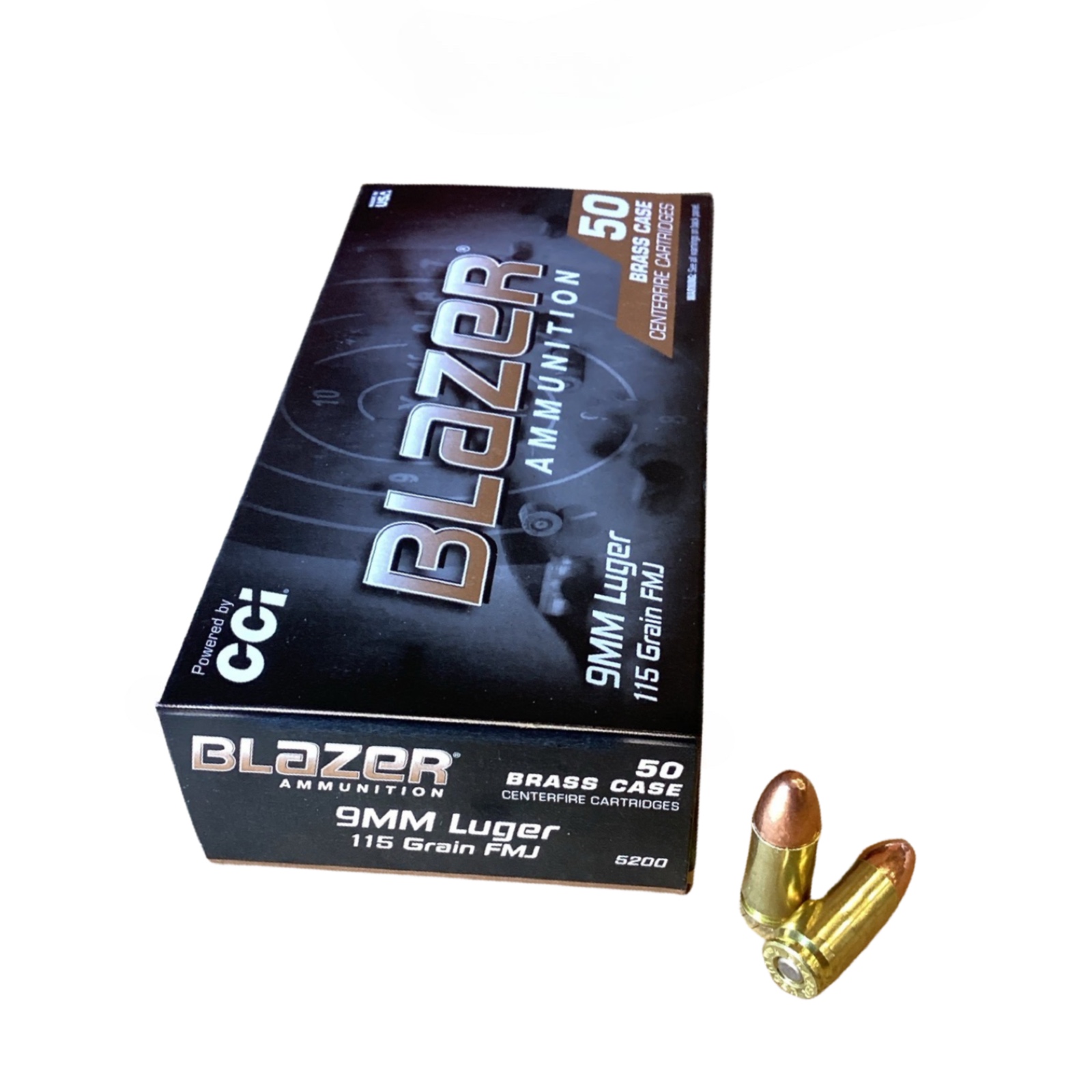 9 MM Luger - Blazer Ammunition 115 Grain FMJ (5200) - 50 Round Box 