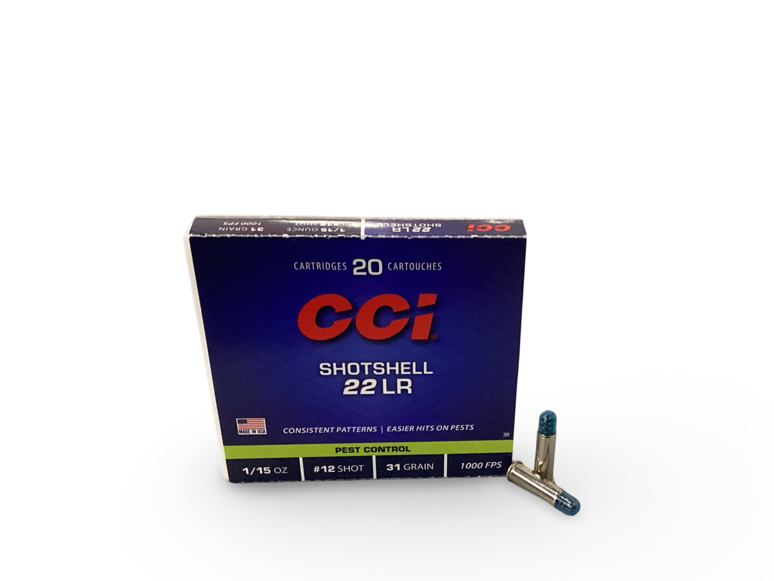 .22LR - CCI 31 GR.  #12 Shotshell 1/15 oz. (39) - 20 Round Box