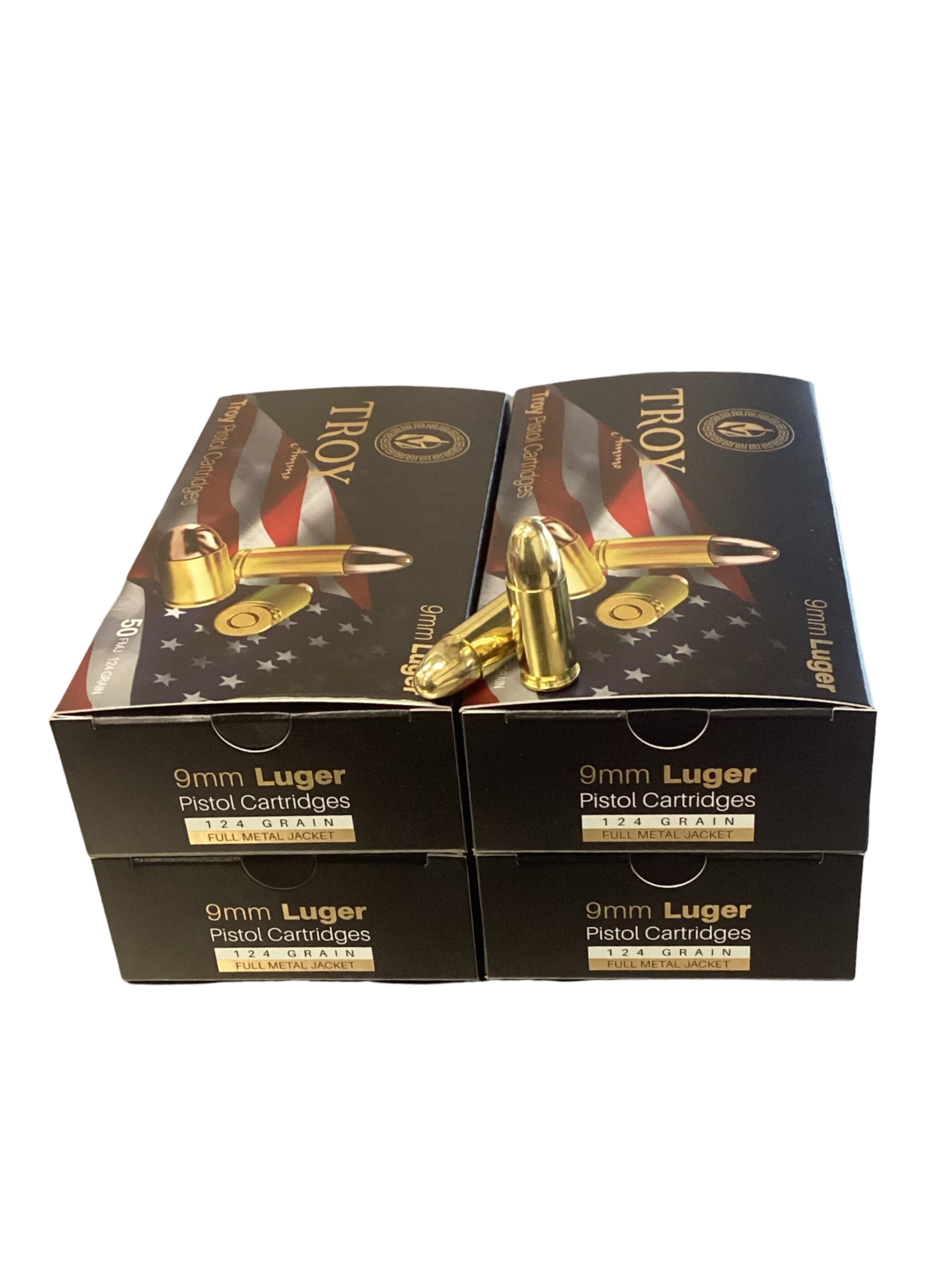 9mm Luger - YTR Troy 124 Grain -Full Metal Jacket (YTR9MMFMJ) - 200 Rounds 