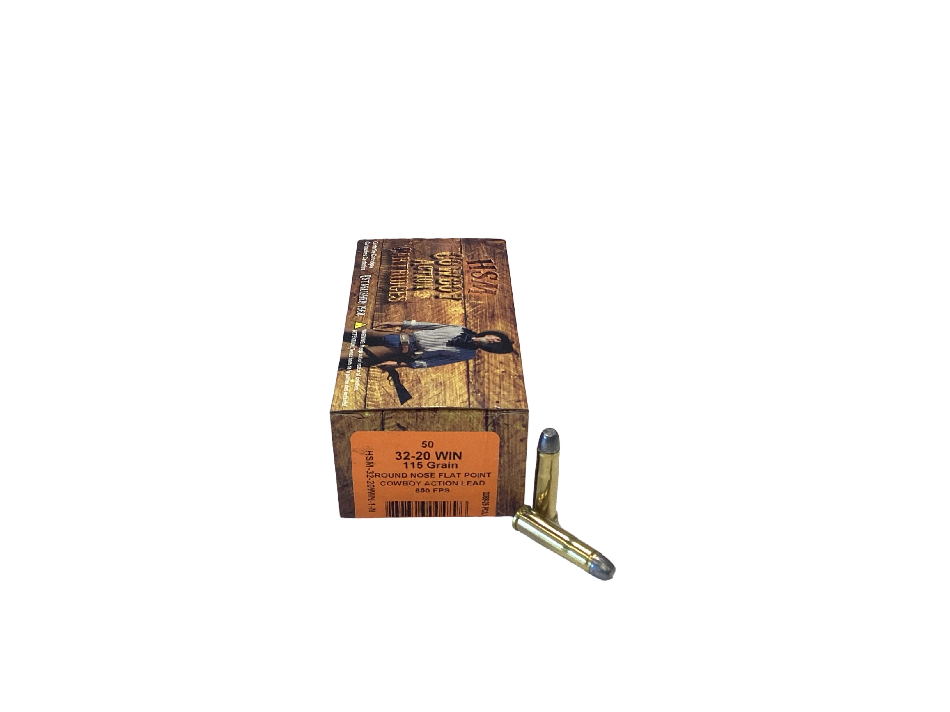 .32-20 Winchester - HSM Cowboy Load 115 Grain Round Nose Flat Point Soft  (HSM-32-20WIN-1-N) - 50 Round Box 