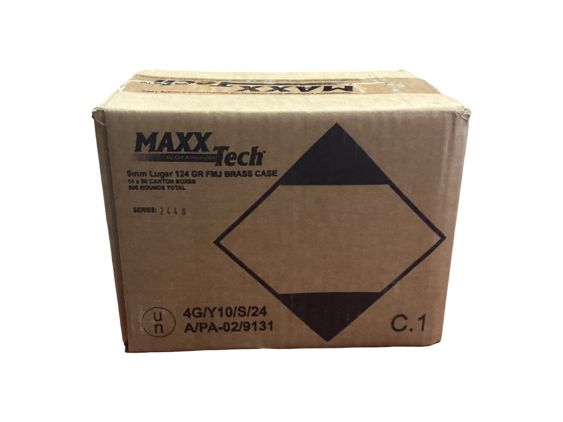 9MM Luger - MaxxTech 124 grain full metal jacket brass - 500 Rounds