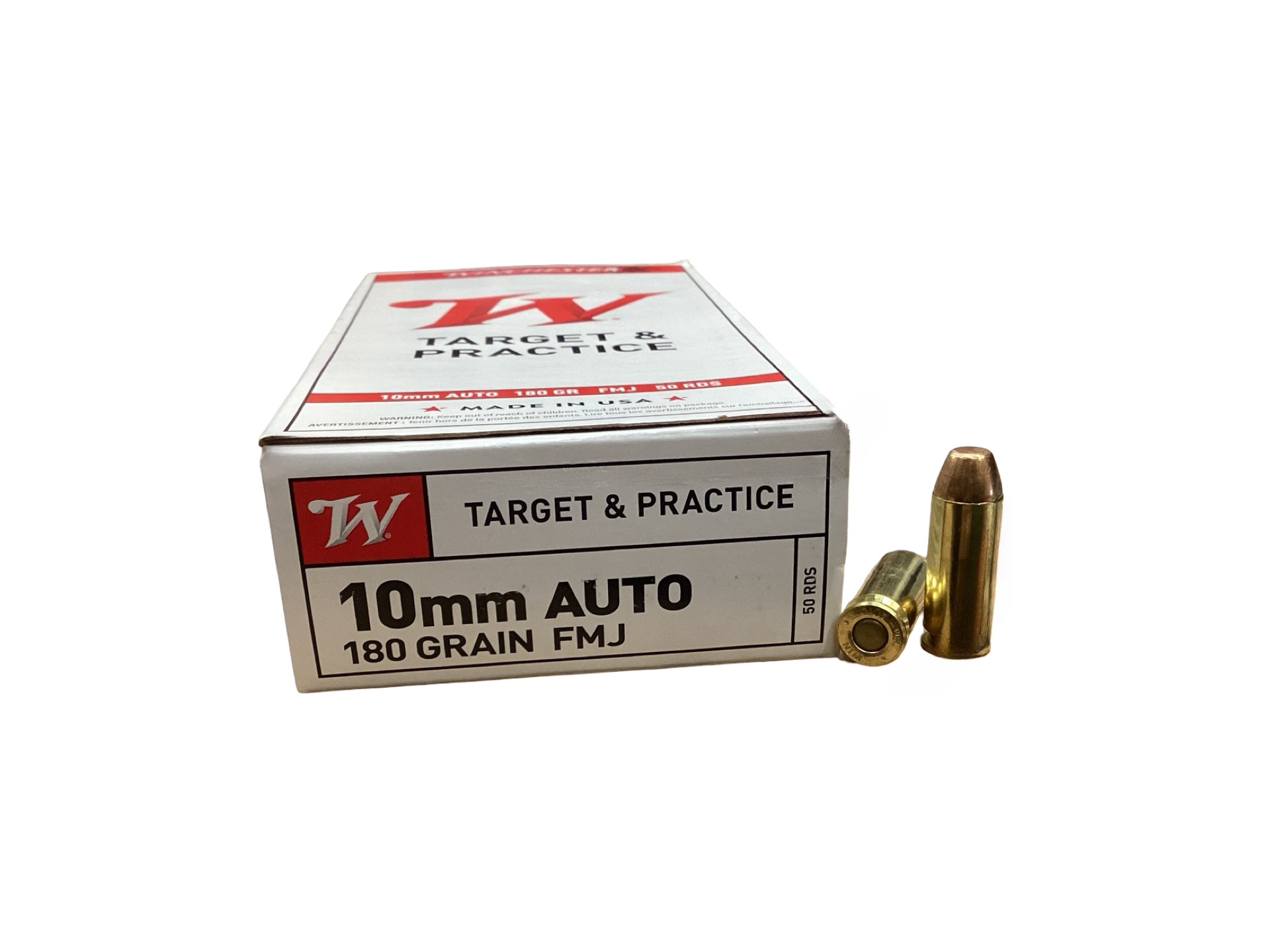 10MM AUTO - Winchester USA 180 GR -FMJ-USA10MM -50 Round Box 