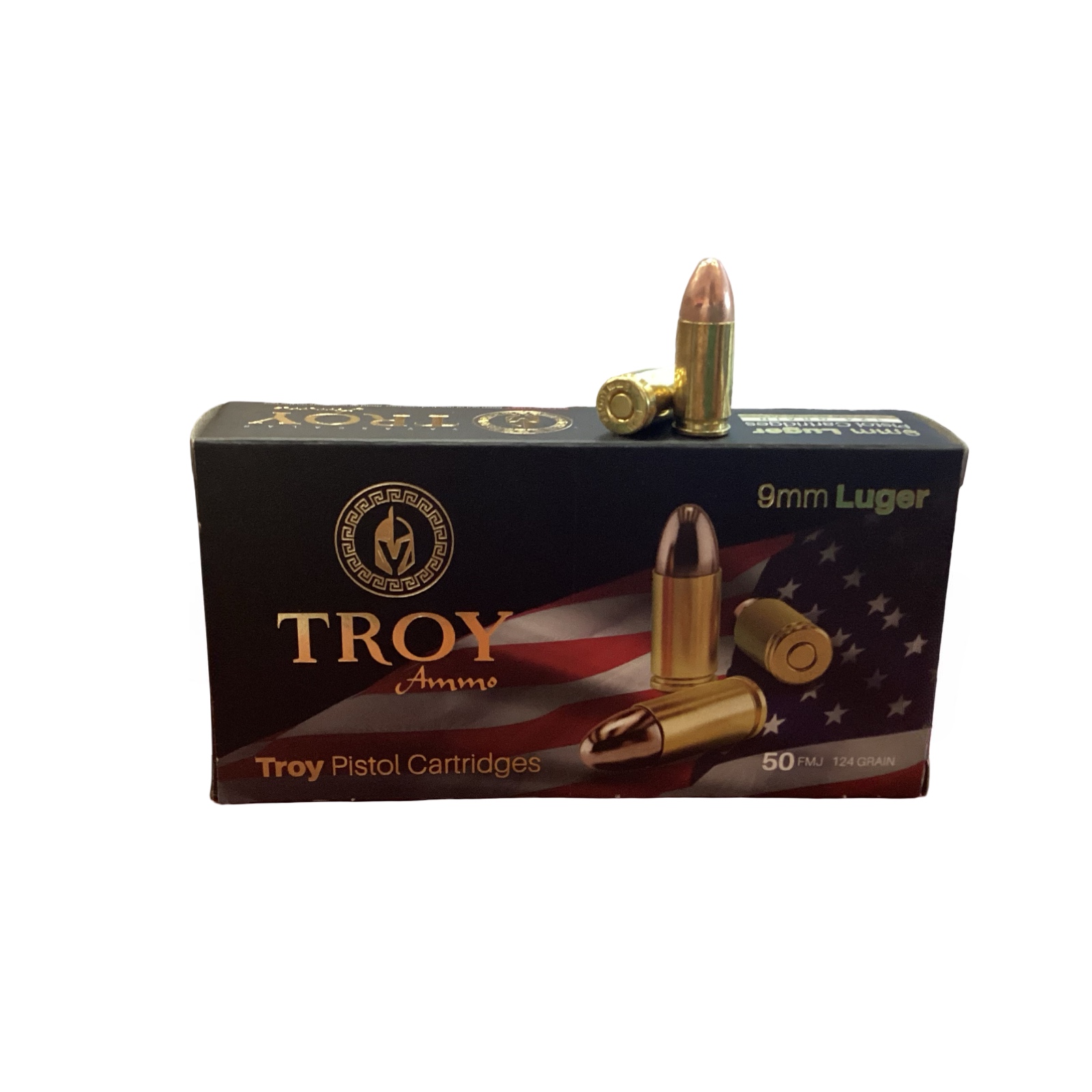 9mm Luger - YTR Troy 124 Grain -Full Metal Jacket (YTR9MMFMJ) - 50 Round Box