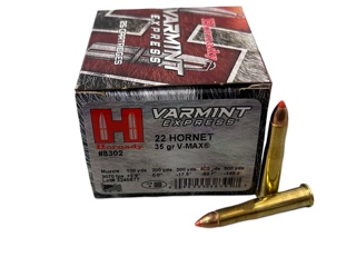 .22 Hornet Hornady Varmint Express 35 Grain V-Max Polymer Tip (8302) - 25 Round Box