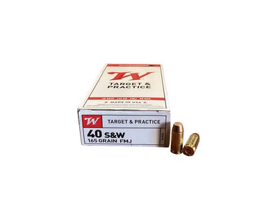 .40 S&W - Winchester 165gr FMJ Handgun Ammo (USA40SW) - 50 Round Box