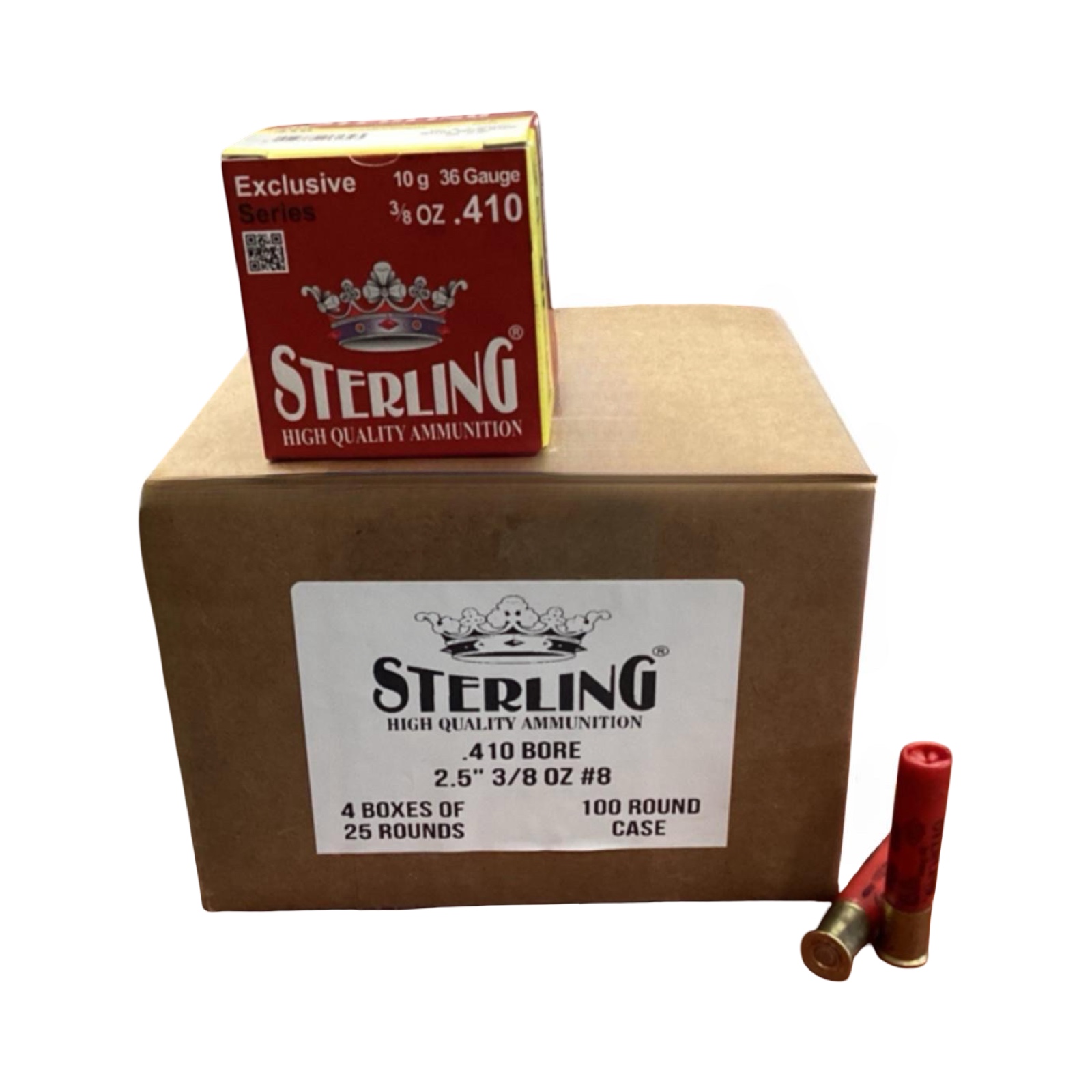 .410 Bore - Sterling 2.5 inch 3/8oz load #8 shot birdshot - 100 Round Case