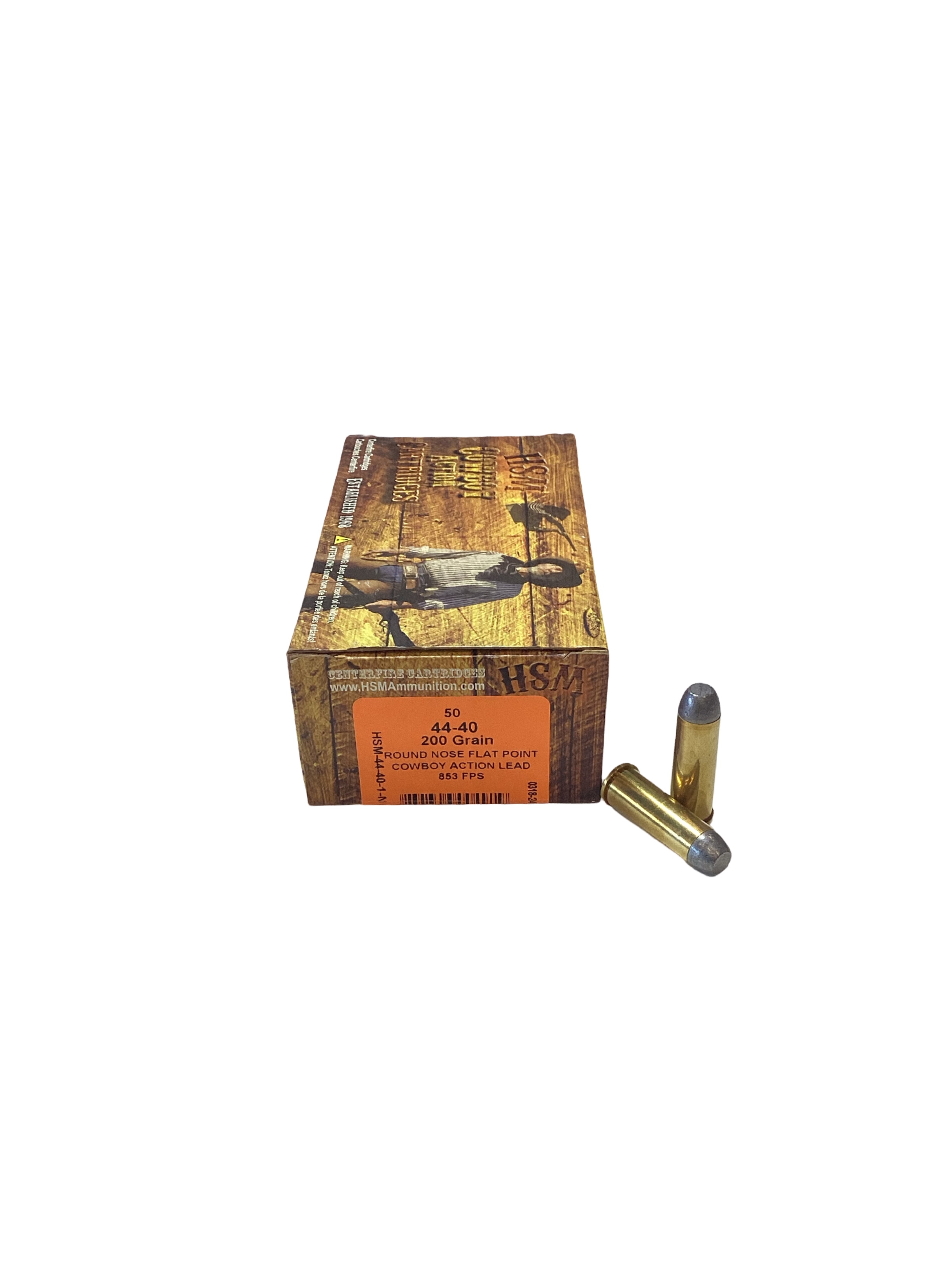 .44-40 Winchester - HSM 200 Grain Round Nose Flat Point Cowboy Action Lead - 50 Round Box