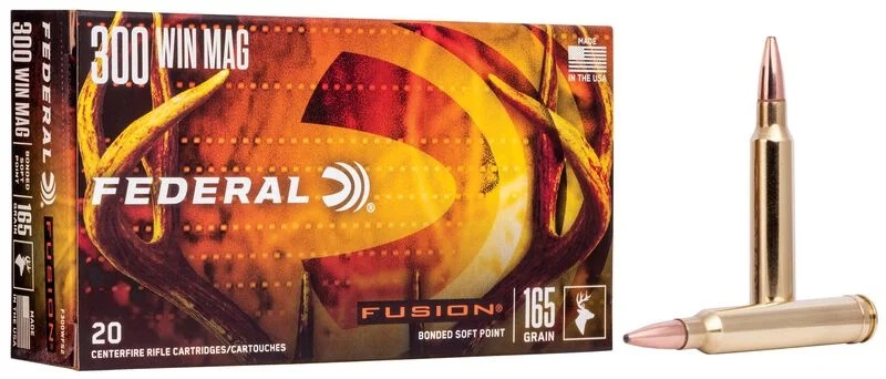 300 Win Mag - Federal Fusion 165gr Bonded Soft Point 20 round box - F300WFS2 